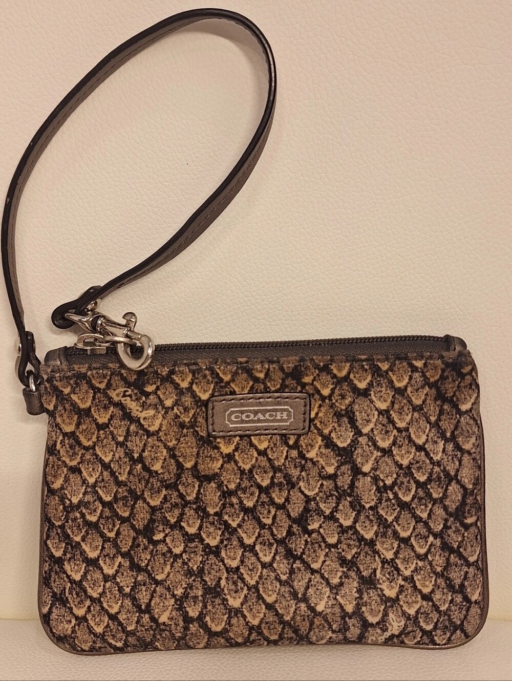 Coach Brown & Black Snakeskin Nylon Wrislet EUC